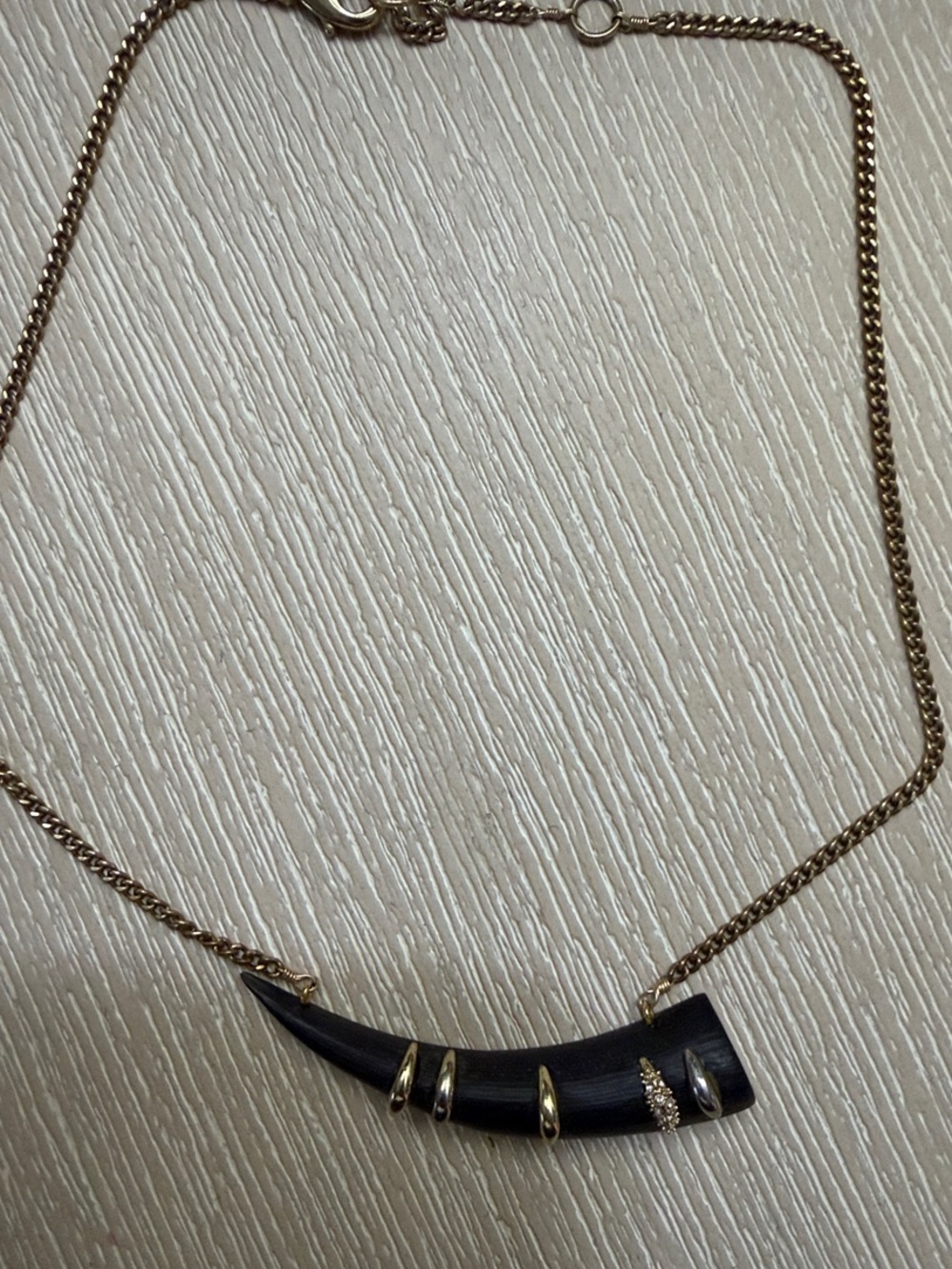 Alexis Bittar Black and Gold Horn Pendant Necklace